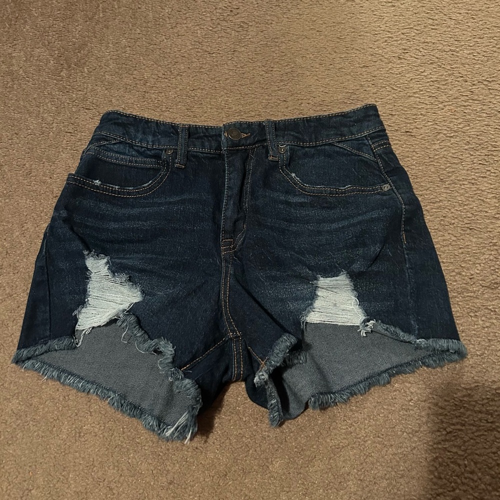 Sofia by Sofia Vergara Dark Blue Distressed Jean Shorts